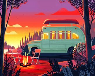 Aesthetic Vanlife Illustration diamond painting