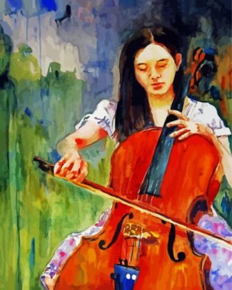 Asian Girl Playing Violoncello diamond painting