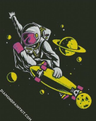 Astronaut Skateboarding diamond painting