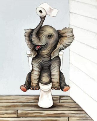 Baby Elephant On Toilet diamond painting