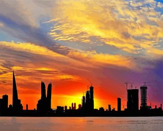 Bahrain Skyline Silhouette diamond painting