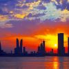 Bahrain Skyline Sunset Silhouette diamond painting