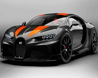 Black And Orange Bugatti diamond painting