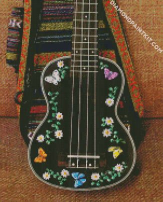 Black Floral Ukulele diamond painting