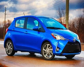 Blue Toyota Yaris Parked diamond painting