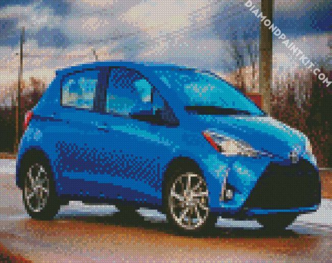 Blue Toyota Yaris Parked diamond painting