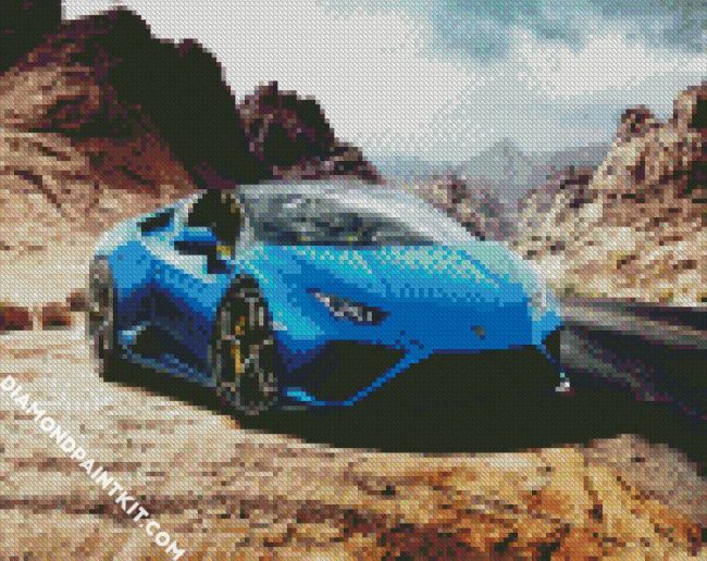 Blue Lamborghini Huracan Car diamond painting