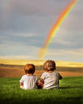 Brothers Watching The Rainbow diamond painting