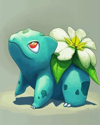 Bulbasaur And White Flower diamond painting