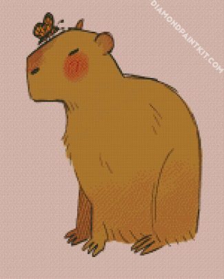 Capybara And Butterfly diamond painting