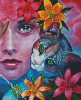 Cat And Lady diamond painting