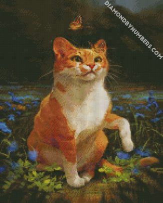 Cat And Butterflies diamond painting