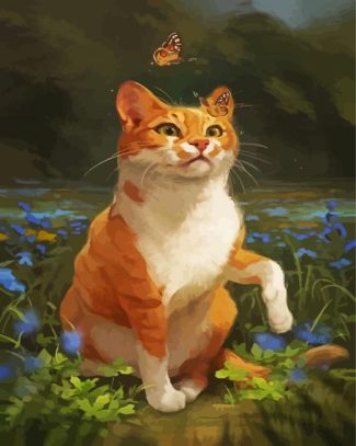 Cat And Butterflies diamond painting