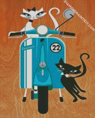 Cats And Scooter diamond painting