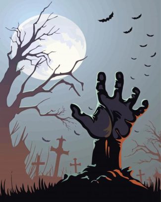 Cemetery Zombie Hand diamond painting