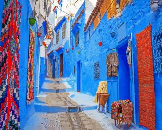 Chefchaouen City Streets diamond painting