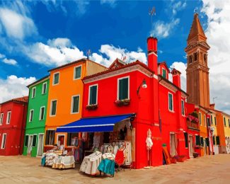 Colored Houses Burano diamond painting