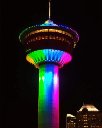 Colorful Calgary Tower Canada diamond painting