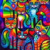 Colorful Whimsical Cats diamond painting