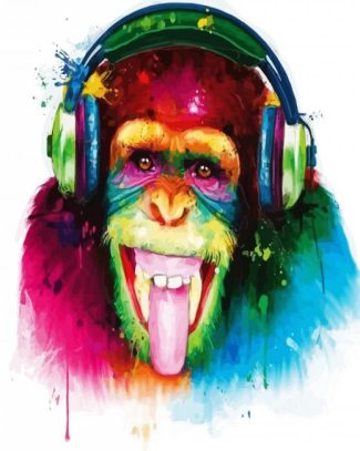 Colorful Monkey Splatter diamond painting