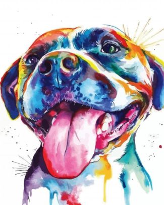 Colorful Pitbull diamond painting