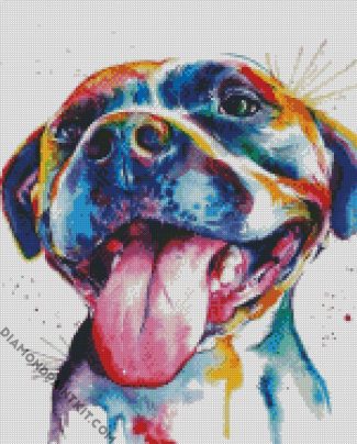 Colorful Pitbull diamond painting