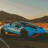 Cool Blue Lamborghini Huracan Car diamond painting