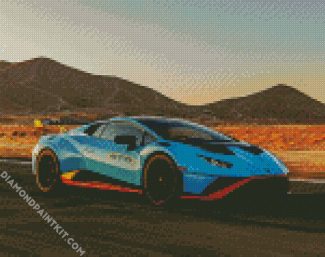 Cool Blue Lamborghini Huracan Car diamond painting