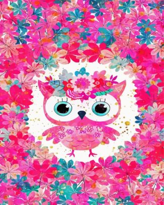 Cute Pink Floral Owl diamond painting