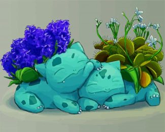 Cute Sleepy Bulbasaurs diamond painting