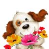 Dog With Flowers diamond painting