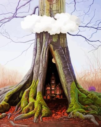 Fantastic Treehouse Illustration diamond painting