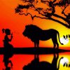 Girl And Lion Silhouette diamond painting