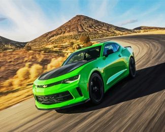 Green Chevrolet Camaro diamond painting