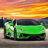 Green Lamborghini Huracan diamond painting