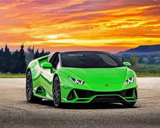 Green Lamborghini Huracan diamond painting