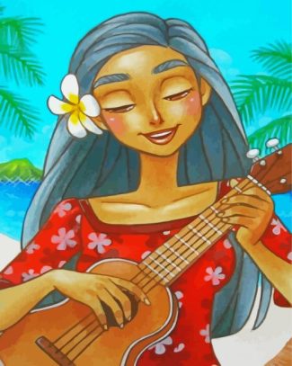 Hawaiian Girl Playing Ukulele diamond painting