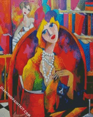 Lady And Cat diamond painting