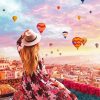 Lady Enjoying The Hot Air Balloons In Cappadocia diamond painting