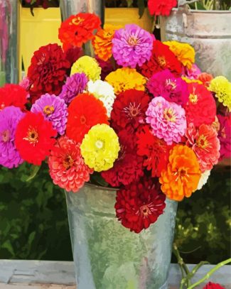 Mixed Zinnias diamond painting