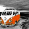 Monochrome Orange Campervan diamond painting