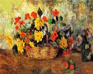 Nasturtiums Dahlias In a Basket Gaugin diamond painting