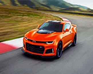 Orange Chevrolet Camaro Car diamond painting