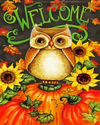 Owls With Pumkins diamond painting