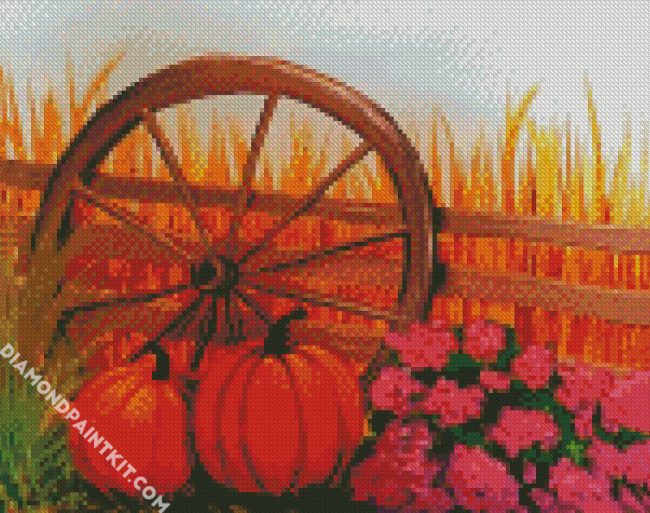 Pumkins And Flowers diamond painting