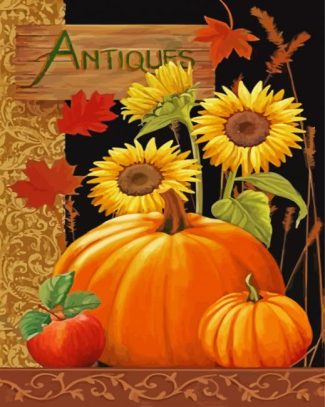 Pumpkins And Sunflowers diamond painting