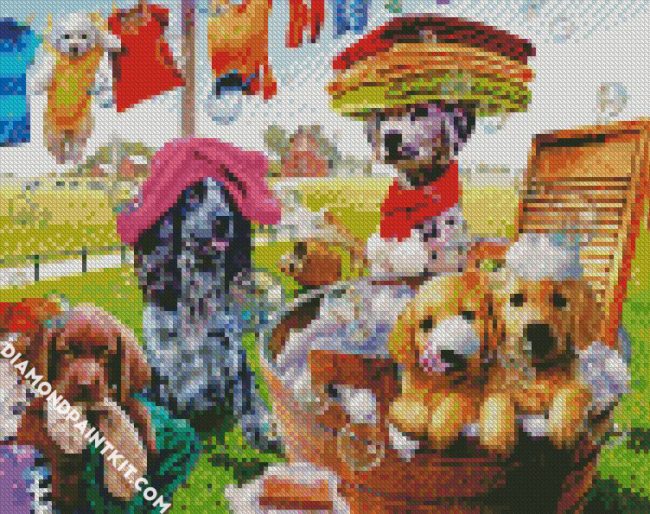 Puppies And Bubbles diamond painting