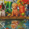 Puppies Water Reflection diamond painting