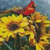 Red Cardinal On Sunflowers diamond painting