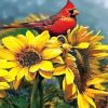 Red Cardinal On Sunflowers diamond painting